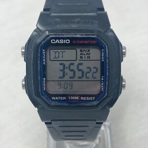 Casio Digital Watch Men 36mm Black 3240 W-800H Date Alarm Chrono Dual Time 8.5"